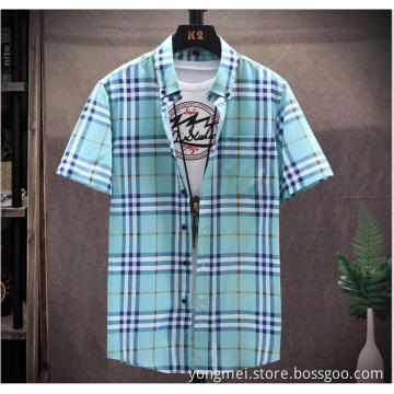 Mens cotton yd check short sleeves shirt